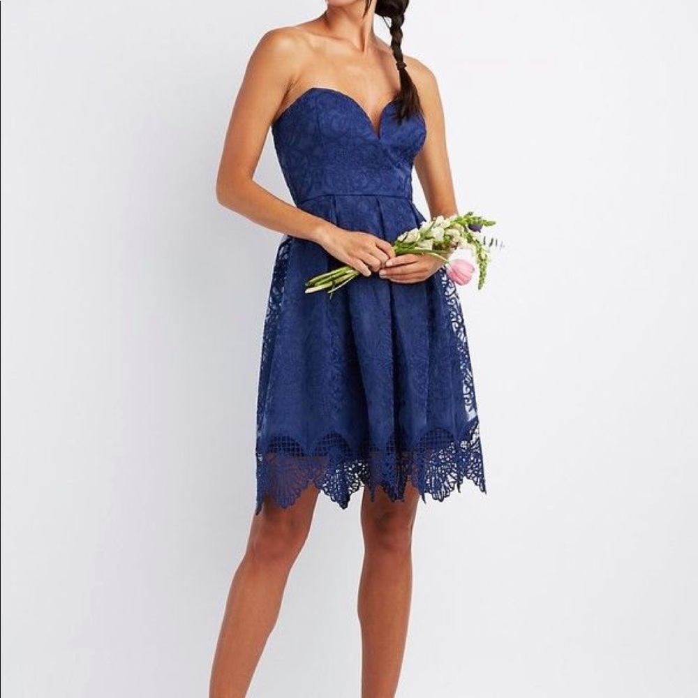 Charlotte Russe Navy Lace Skater Dress